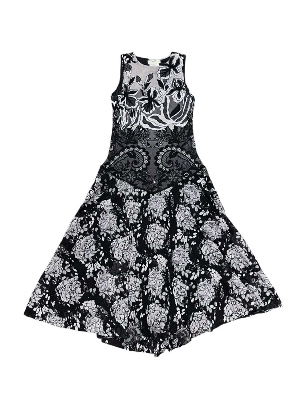 Fuzzi By Jean Paul Gaultier Floral Mesh Midi Dress